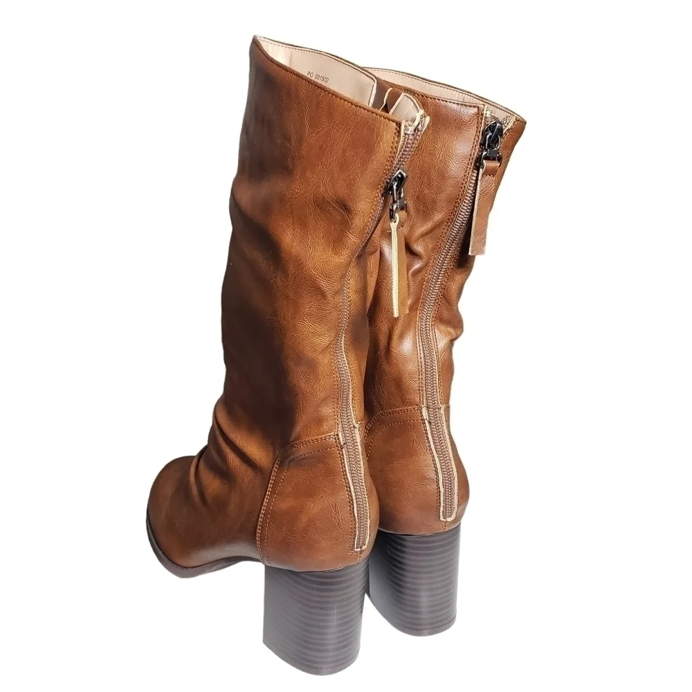 Journee Collection Sequoia Brown Mid-Cal Boots Sz 9